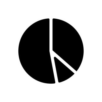 A filled pie chart divided into segments for clear proportionate data analysis. vector