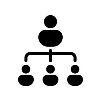 A solid graphic showing the hierarchical arrangement of a complete team structure. vector