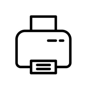 A simple outline icon of a Printer for outputting digital documents to paper. vector