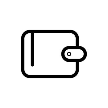 A simple outline icon of a folded Wallet for storing cash and identification. vector