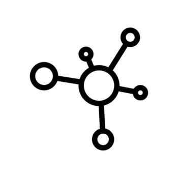 An outline graphic representing a connected system or digital Network infrastructure. vector