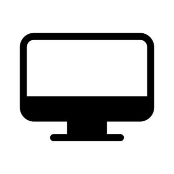 un lleno icono de un escritorio monitor o computadora pantalla mostrar. vector