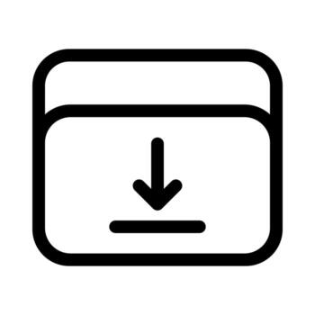 A linear graphic of a calendar with a down arrow, representing schedule download. vector