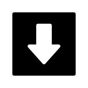 A simple filled icon of a single down arrow representing movement downward or decrease. vector