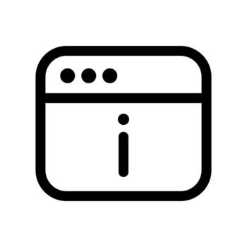 un sencillo línea icono de un navegador ventana y el letra 'i', significando web navegador informacion o sitio detalles. vector