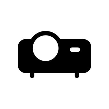 A second solid icon of a digital projector showing light output. vector