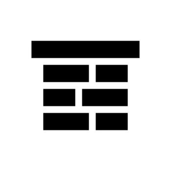 A solid style icon of a vertical channel that conveys smoke and gases outside a building. vector