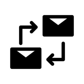 A filled icon showing an envelope with a paper airplane, representing a successfully email sent. vector