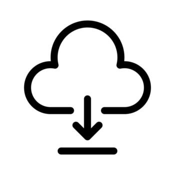 A simple line icon of a cloud with a data chip, representing cloud save or backup storage. vector