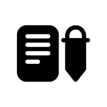 un sólido icono demostración un pedazo de documento papel con un bolígrafo, representando firma o edición un forma. vector