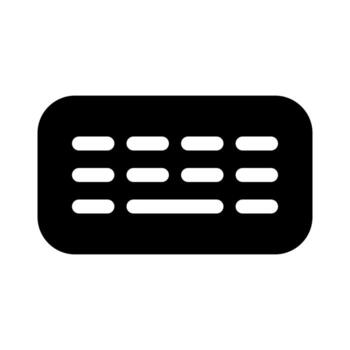 A filled graphic depicting a computer keyboard input device. vector