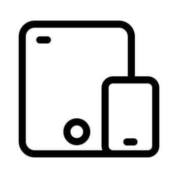 An outline icon of a tablet and phone side-by-side for multi-device sync. vector