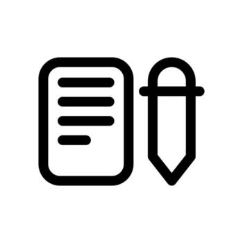 un línea icono demostración un pedazo de documento papel con un bolígrafo, representando firma o edición un forma. vector