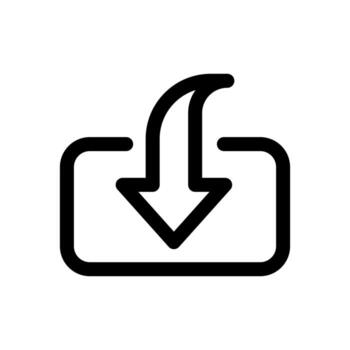 A linear icon of an arrow pointing inward, symbolizing entry or import. vector
