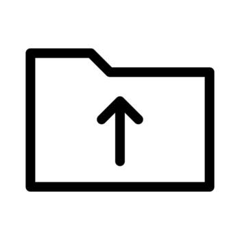 A simple line icon of a folder with an up arrow, representing a full folder upload. vector