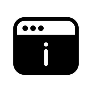 un sencillo sólido icono de un navegador ventana y el letra 'i', significando web navegador informacion o sitio detalles. vector