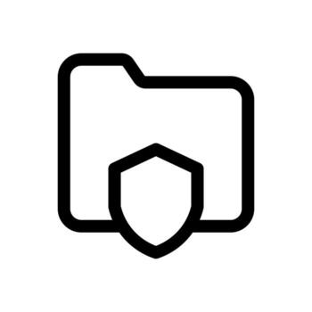 un contorno icono de un archivo carpeta protegido por un proteger, representando datos carpeta proteger seguridad. vector