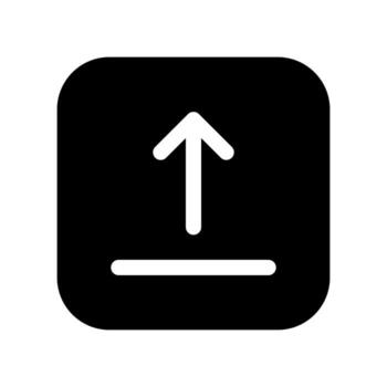 A solid icon of a cloud with an up arrow for online file upload or backup. vector