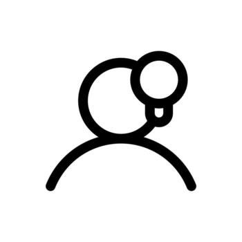 An outline icon of a person's profile with a lightbulb, symbolizing a user idea or creative input. vector