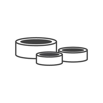 Three circular containers vector