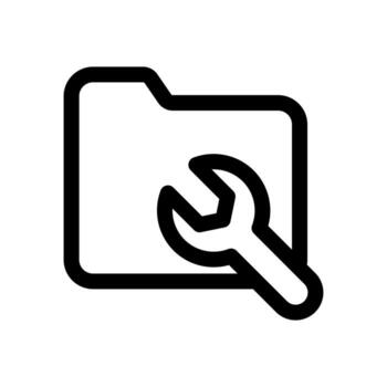 un línea icono de un carpeta con un llave, simbolizando seguro o bloqueado carpeta llave acceso. vector