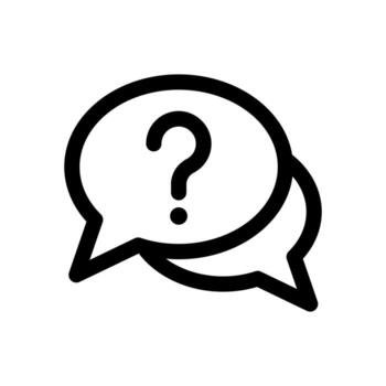 A line icon featuring a chat bubble combined with a question mark for customer ask or inquiry. vector