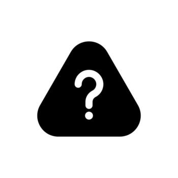 A simple filled icon of a warning sign with a question mark, indicating an alert ask or clarification needed. vector