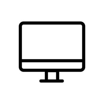 un sencillo contorno icono de un computadora monitor o pantalla mostrando datos. vector