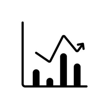 A solid line graph showing definitive trends and data fluctuations. vector