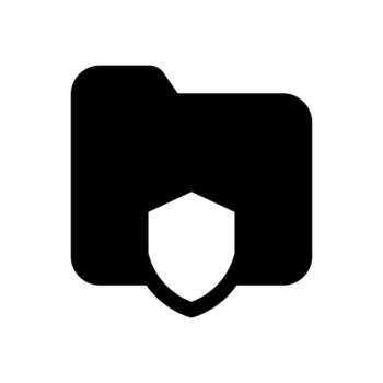 un lleno icono de un archivo carpeta protegido por un proteger, representando datos carpeta proteger seguridad. vector
