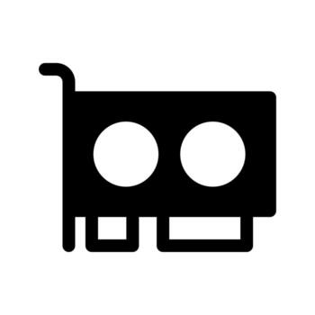 A simple filled icon of a computer graphics card or GPU component. vector