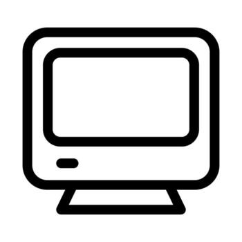 un contorno icono representando un completar escritorio computadora preparar con torre y monitor. vector