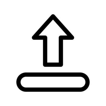 A simple line icon of an arrow pointing up, emphasizing a clear upload arrow. vector