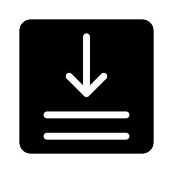 A bold solid icon representing the download of files or data transfer into a device. vector