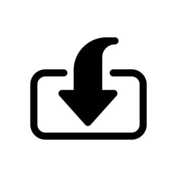 A filled icon of an arrow pointing inward, symbolizing entry or import. vector