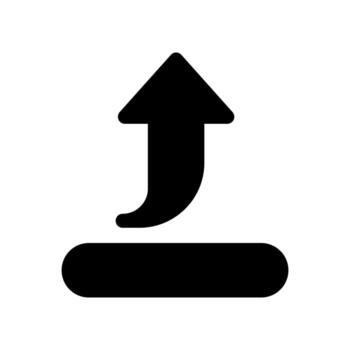 un sencillo lleno icono de un flecha dejando un plano base o plataforma para un rápido subir. vector