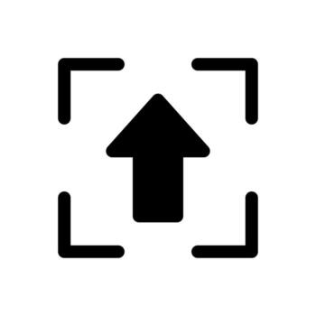 un lleno gráfico combinatorio un saltando caja y un flecha para escanear subir o transmisión. vector
