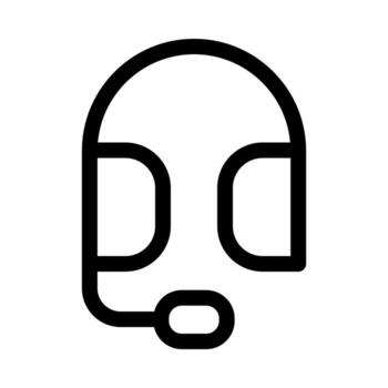 A linear graphic of a person wearing a headset, representing a call operator or customer service agent. vector