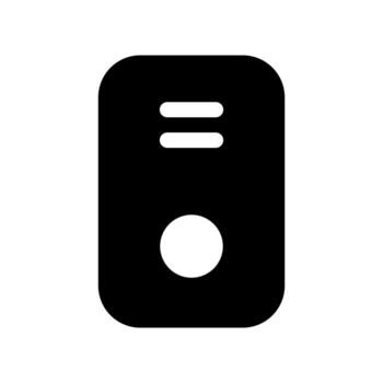 A simple filled icon of a portable speaker for wireless audio output. vector