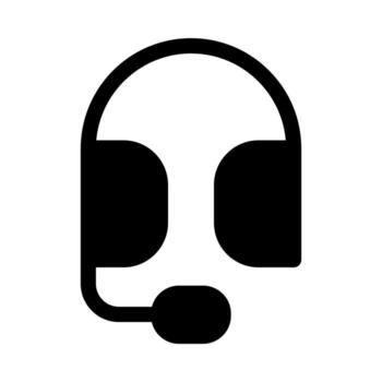 A solid graphic of a person wearing a headset, representing a call operator or customer service agent. vector