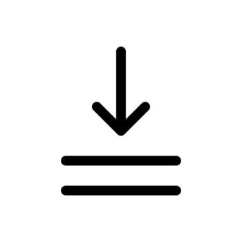 A line icon representing the download of files or data transfer into a device. vector