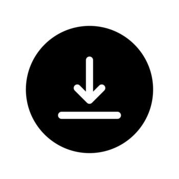A solid symbol of a down arrow within a circle for a clean download button. vector