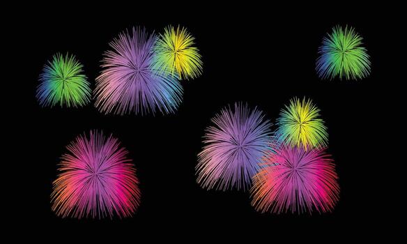 Abstract colorful fractal patterns on a black background vector