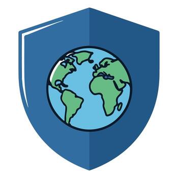 Illustration art of globe inside a shield, representing global security vector