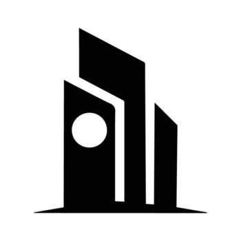 resumen negro silueta de un edificio con circular elemento vector