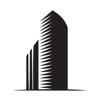 Abstract Silhouette of a Curved Building with Jagged Edge vector