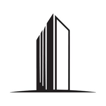 Abstract Skyscraper Silhouette with Vertical Lines vector