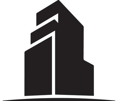 lineal icono de un multi- nivel edificio con arqueado entradas vector