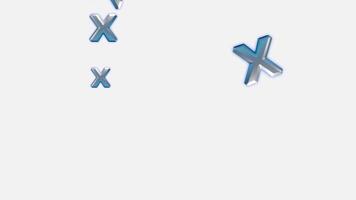 dinámica 3d plata X y más formas flotante en blanco antecedentes con azul resplandor - resumen movimiento gráficos video