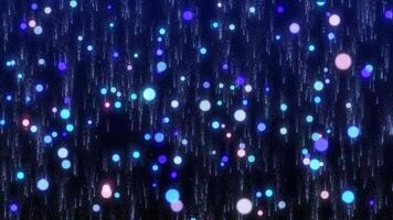 dinámica resumen antecedentes lazo con brillante azul, rosa, y púrpura bokeh partículas que cae me gusta digital lluvia moderno digital evento visuales, abstractos dinámica antecedentes que cae azul, púrpura, y rosado video
